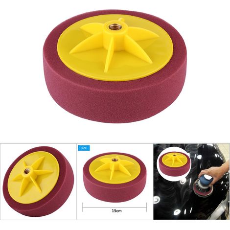 Kit de 6 pouces/15 cm avec Roue Éponge pour Polissage et Cirage de Voiture, Rouge Vin (1/5)