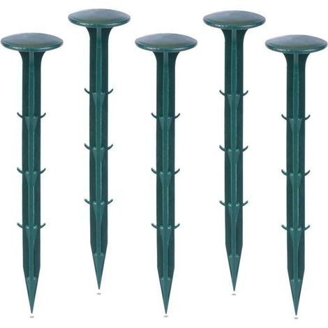 Piquets de fixation de jardin en plastique - OKZ® - 100 pièces - Vert - Protection UV - Résistant aux intempéries