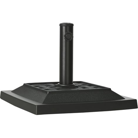 Outsunny Sonnenschirmständer 12 kg Quadratisch Schirmständer Schirmgewicht, Schirmhalter, Ständer für Sonnenschirm 32/38/48mm Rohrdurchmesser, für Balkon, Terasse, Garten, Schwarz (1/5)