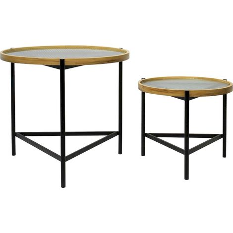 Table d'appoint élégance en verre et métal - Verre transparent avec touches métalliques et bois