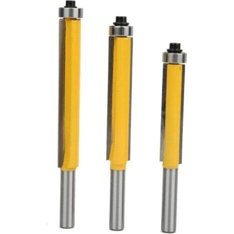 Sollbry Lot de 3 fraises à bois à tige de 8 mm avec roulement pour bois, fraise (jaune) (1/4)