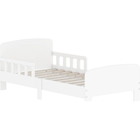 Lit enfant avec barrières de sécurité, lit pour tout-petits de 3 à 8 ans, MDF, blanc, inflammable conforme à la réglementation
