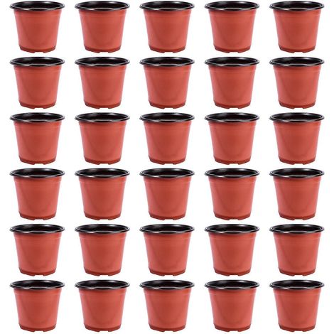 Lot de 30 pots de fleurs en plastique créatifs et respirants pour plantes succulentes - Diamètre 150 mm (marron, trou de fond aléatoire)-14.50X14.50X12.00CM-Brown (1/3)