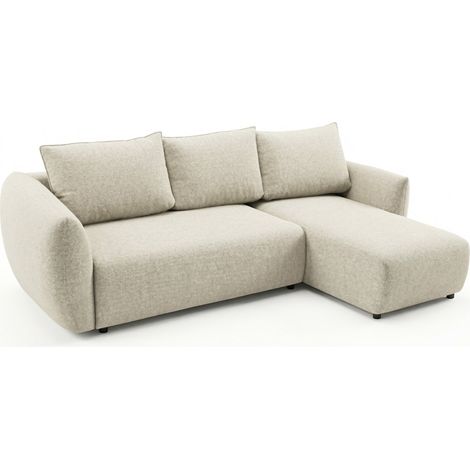 Selsey Zordo - L-Form Eckschlafsofa mit zwei Bettkästen, hellbeiger Chenille rechts (1/5)