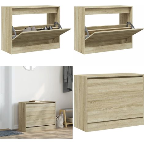 Schuhschrank Sonoma-Eiche 80x34x63 cm Holzwerkstoff - Schuhschrank - Schuhregal - Holzwerkstoffmöbel - Garderobe - Einbauschrank - Home & Living (1/5)