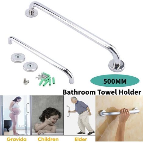 Qutianshop® salle de bains baignoire toilettes rambarde Barre d'appui Douche de securite de soutien poignee Porte-serviettes (50cm) (1/4)