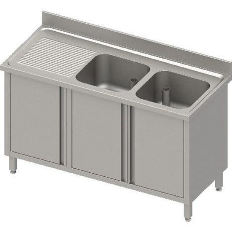 Plonge Inox Porte Battante 2 Bacs - Gamme 600 - Stalgast