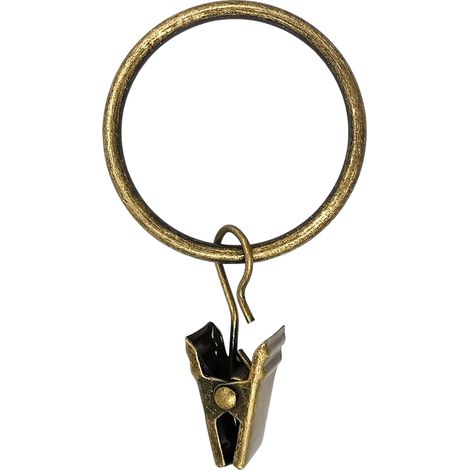 Gardinenring mit Clip, Gardinenclip mit Ring, Innendurchmesser des Gardinenrings 3,5 cm (Antikbronze-Farbe, 1 Stück) (1/5)