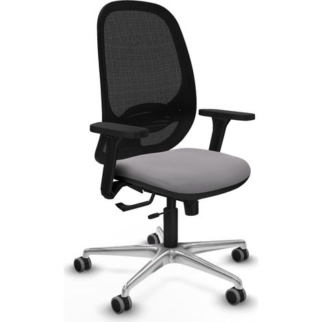 Chaise de bureau piqueras y crespo Cilanco maille noire cuir gris (1/2)