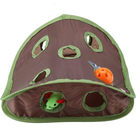 Interaktives Katzenspielzeug mit 9 Mauslöchern. Interaktives Spielzeug zur Förderung der Katzenintelligenz mit Glocke und Maus.