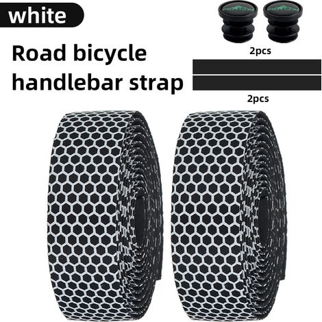 Kit de guidoline Hex Bike - 2 rouleaux - Antidérapant et absorbant les chocs - 2 m - Pour vélo de route, VTT et cyclisme sur route - Blanc - Auto-adhésif et respirant