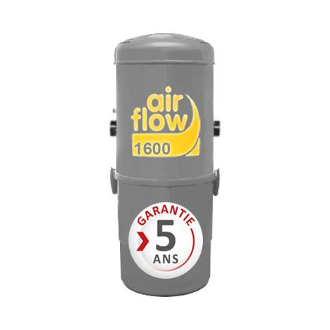 Airflow – Aspirateur central 1600 Watts – Dépression 3050 mmCE – Débit d’air 199 m3/h – Surface jusqu’à 300 m² – Silencieux intégré