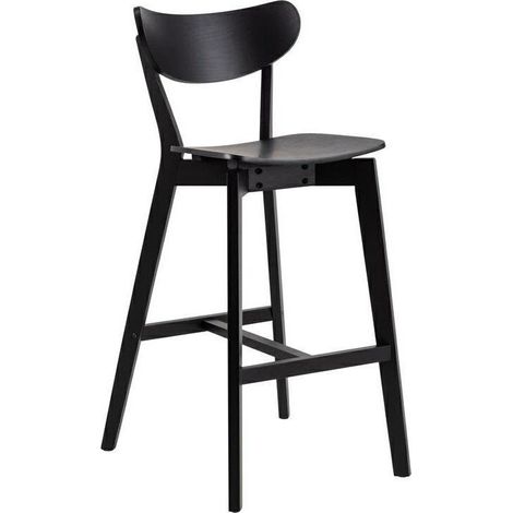 Taburete Roxby de madera negra con reposapiés y respaldo (1/5)