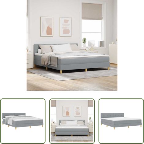 vidaXL Schlafzimmer -  Boxspringbett mit Matratze Hellgrau 180 x 200 cm Stoff (1/5)