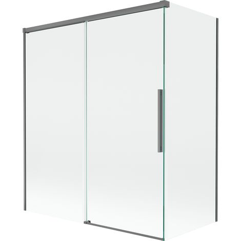 Mexen Rox paravent de douche 2 volets coulissants 140 + 70 x 150 cm, transparent, gun metal - 8C9-140-070-95-00