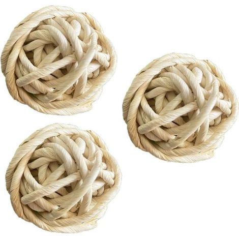 Lot de 3 jouets à mâcher pour animaux - Balles tressées - Balles à mâcher pour lapins - Accessoires pour animaux - 7 x 7 x 7 cm - Convient aux lapins, hamsters, gerbilles, cochons d'Inde et autres ron (1/5)