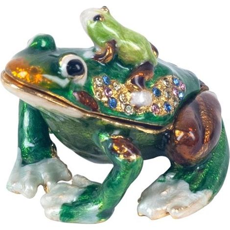 Signes Grimalt Decorazione in miniatura  Box rana con smalto in miniatura verde 5x6x4cm 20918