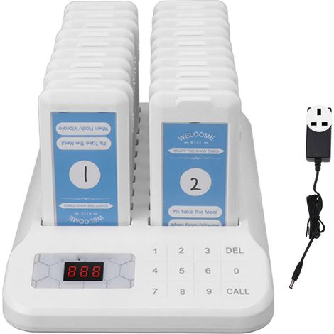 20 pièces Pagers de Distanciation Sociale pour Restaurants, Système d'Appel Sans Fil pour File d'Attente, Alerte Clients, 100-240V Prise UK (1/5)