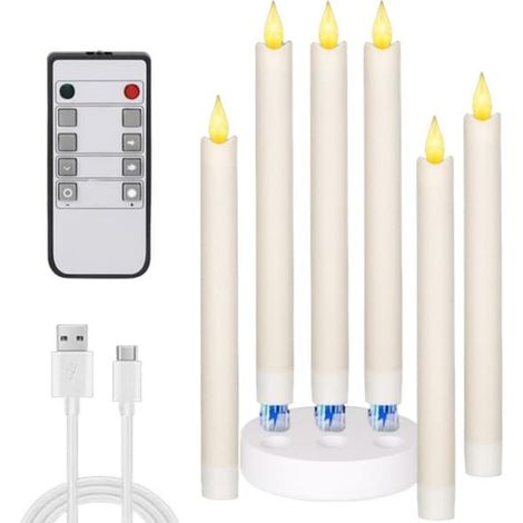 BelleRise - Lot de 6 lampes LED rechargeables HC-022S avec télécommande, blanc chaud (1/5)