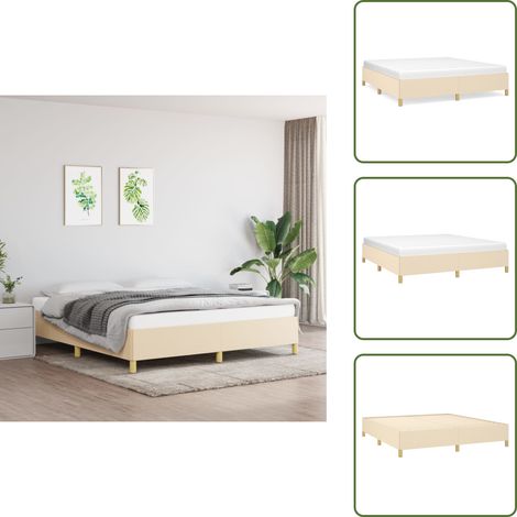 Bettgestell ohne Matratze Creme 180x200 cm Stoff - Bettes - Doppelbett - Boxspringbetten - Lattenrost - Cremefarbenes Bett (1/5)