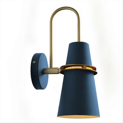 Applique murale élégante en métal bleu d'inspiration nordique - Luminaire de chevet décoratif et luxueux pour la maison (bleu) (1/5)