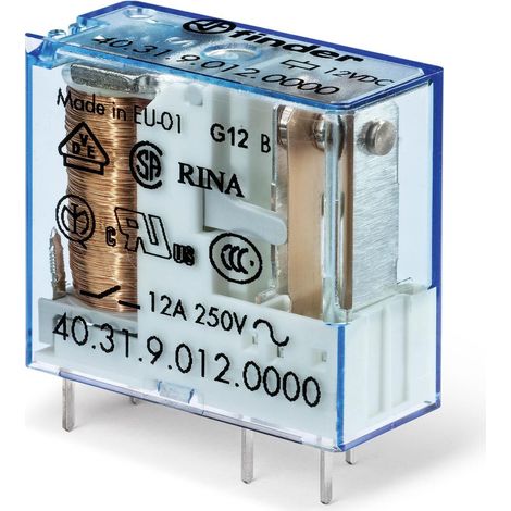 Relais circuit imprimé 1NO 12A 24V DC sensible AgNi FINDER 403170240000PAC
