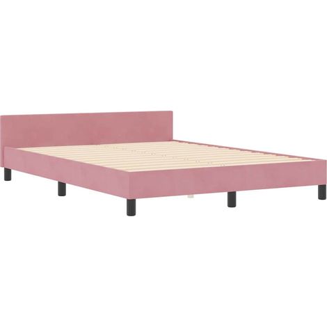 Lit à ressorts avec tête de lit Rose 160 x 200 cm Velours vidaXL (1/5)