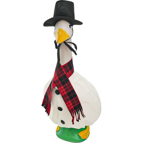 Veranda-Gänsekostüm, Weihnachtsgans-Outfit, Schneemannmütze, Schal, Gartenganskostüm passend für 58 cm (23 Zoll) große Statuen (1/5)