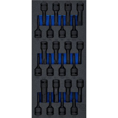 Insert de Servante d'Atelier 1/3 - Jeu de 24 Douilles à Embouts 12,5 mm (1/2) - Puissance et Polyvalence - D-Work