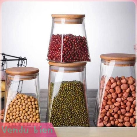 Garosa boîte hermétique de stockage des aliments Pot de stockage de 950ml, trapézoïdal multifonctionnel, Transparent, salee sachet (1/5)