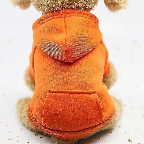 Winterliche Hunde-Hoodies mit Taschen, warme Baumwollkleidung für kleine Hunde, Chihuahuas, Welpen, Katzen und mehr, orange (1/4)