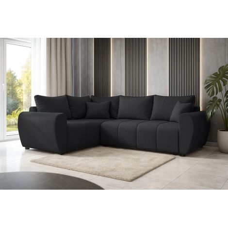 AX LIVING Malatya L Ecksofa mit Schlaffunktion Schlafsofa Schwarz 235cm L