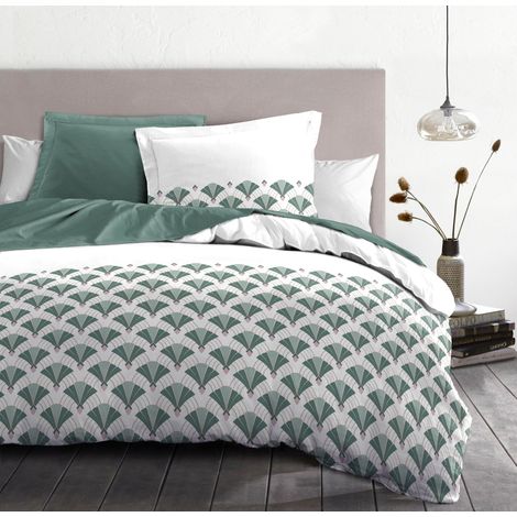 Parure de Couette 240x260 cm 3 pièces Percale de Coton Douce Housse + taies Blanc (1/5)