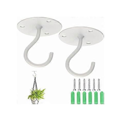 SZTXJ 2er-Pack Wand- und Deckenhaken, Pflanzenständer aus Metall, Wandhaken aus Eisen für Vogelfutterhäuschen, Laternen, Windspiele, Pflanzgefäße, Haken für Außendekoration (Weiß)