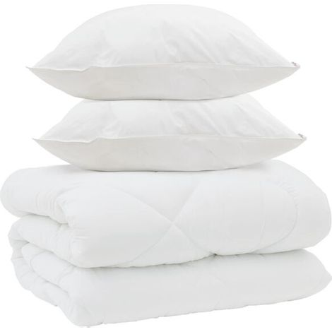 Ensemble couette et oreiller d'hiver (3 pièces), microfibre blanche (1/5)