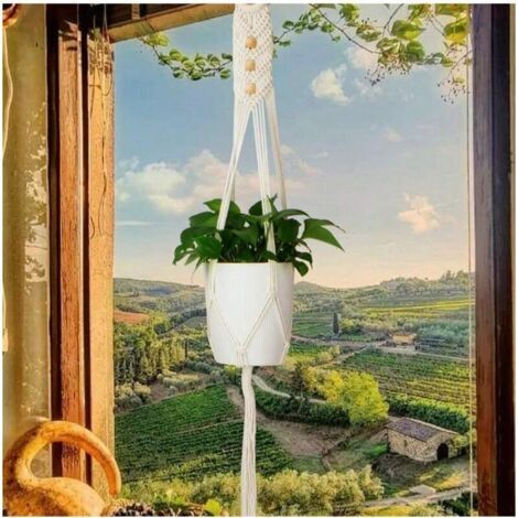 QORVA-Pots suspendus pour plantes d'intérieur, 2 pièces, support pour plantes en macramé, adapté aux jardins et balcons extérieurs (1/3)