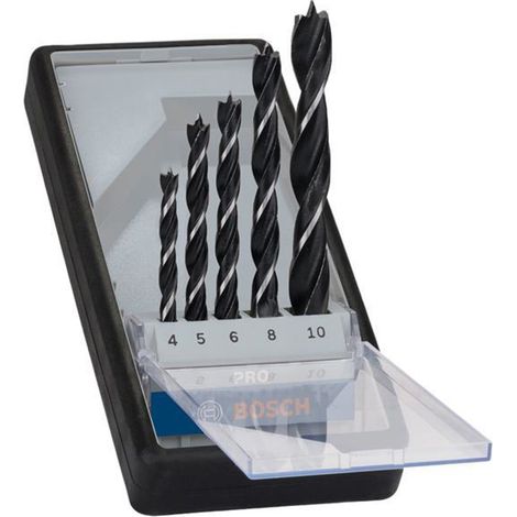 Bosch 5-Piece Wood Brad Point Drill Bit Set for Precision (1/2)