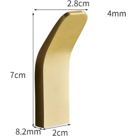 6-piece aluminum kitchen/bathroom hook set, back-of-door hooks, no-drill brackets (brushed gold)