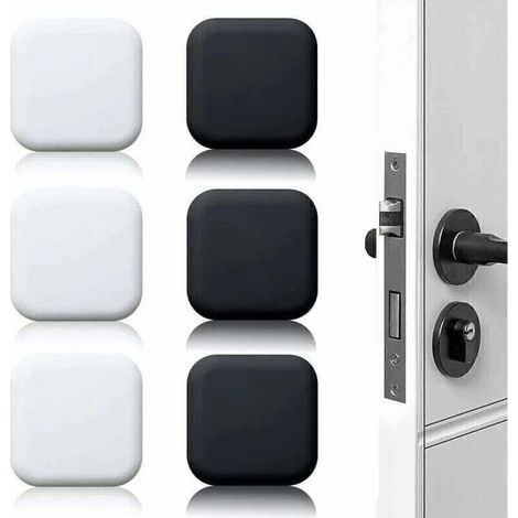 Butée de porte murale blanche/noire 45 mm x 45 mm, lot de 6, butées de porte en caoutchouc auto-adhésives, butées de poignée de porte, butées murales pour poignées de porte contre butées de porte (1/5)