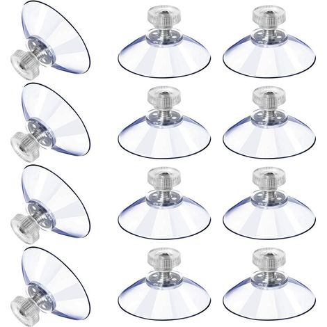 12 große Saugnäpfe, Saugnäpfe aus Kunststoff, stoßfeste transparente Gummisaugnäpfe, Metallschraubenmuttern, massive transparente PVC-Saugnäpfe, Ersatz mit Schraubenmuttern (40M5-10)