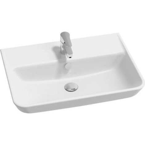 Lavabo Céramique Struktura 65x48cm - Design Rétro - Installation Suspendue ou Colonne - Blanc (1/5)