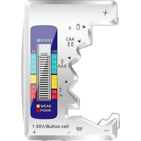 Robuster Batterietester, tragbarer Batterieprüfer, universeller Batterietester – 9,23 x 6,4 cm – Weiß (1/4)