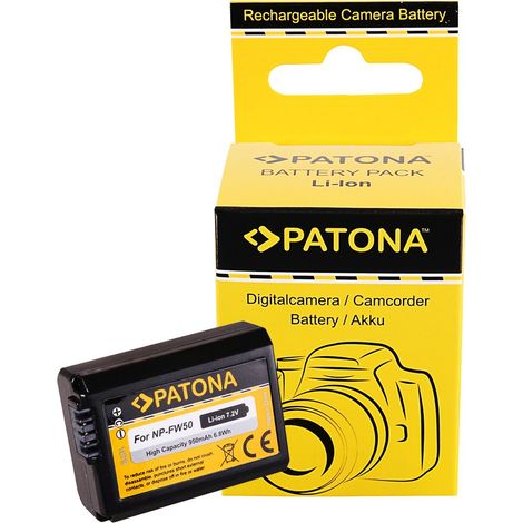 PATONA Akku für Sony NP-FW50 Alpha 7 5000 5100 6000 NP-FW50 Cyber-shot RSCRX10 – 7,2 Volt 950 mAh