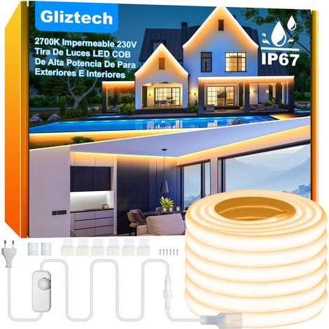 1 Ruban LED COB 20M IP67 Étanche 230V Blanc Chaud 2700K Contrôleur Inclus Jardin Terrasse (1/5)