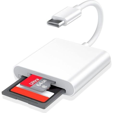 Lecteur De Carte Sd Usb C, 104 Mo/S, 2 En 1, Adaptateur De Carte Sd, Type C, Compatible 15 Series, Galaxy S23/S22[LEC510] (1/5)