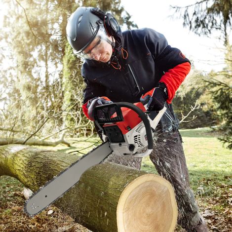52CC Benzin-Kettensäge 2-Takt-Motor luftgekühlt Chain Saw Set Einzylinder Gasoline Chainsaw 7500U/min Selbstrückstellender mit Qualitäts Schwert und Kette