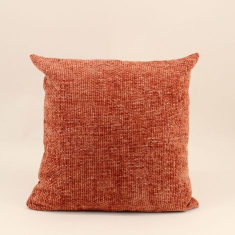 Coussin chiné en velours orange 45x45cm (1/5)