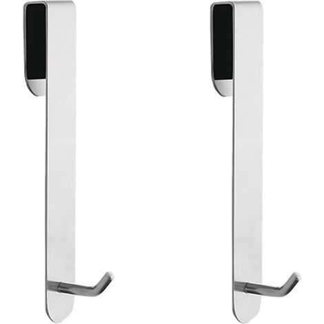 Lot de 2 crochets de douche sans perçage - Crochets de porte pour paroi de douche, adaptés aux portes en verre de salle de bain, argenté