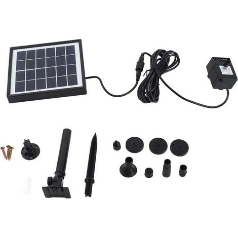 Solarbrunnenpumpen-Set mit separatem Solarpanel, verbesserter 1,5-W-Solarwasserpumpe mit 3 m langem Kabel und 8 Düsen für Vogeltränken, Terrassen, Gärten und Aquarien (1/4)