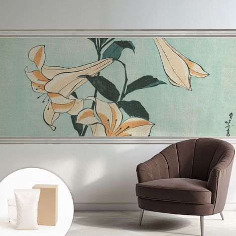 Papier peint avec colle pour décoration moderne de salon chambre à coucher cuisine et bureau Facile Lys délicats 250x104 cm (1/5)